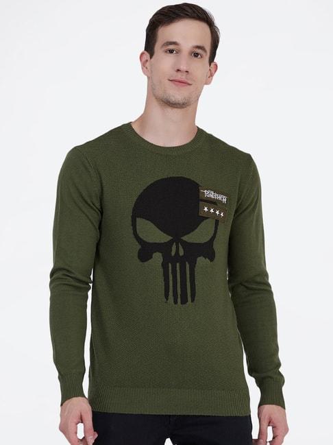 Free Authority Green Printed Punisher Sweater