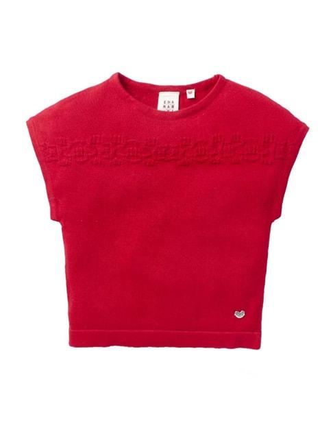 ed-a-mamma-kids-red-cotton-textured-sweater
