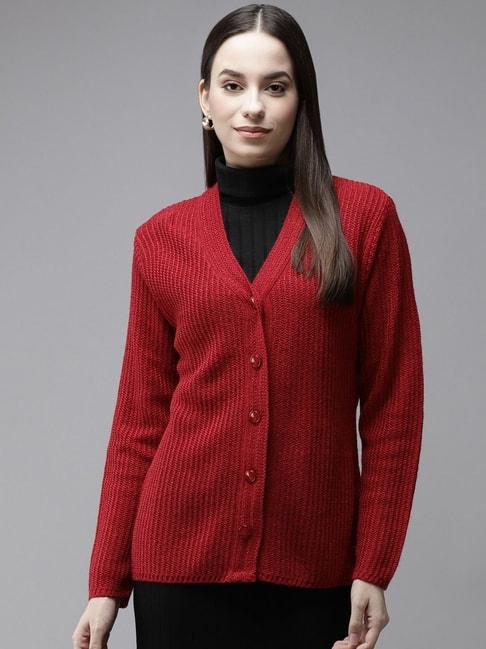 Cayman Red Self Design Sweater