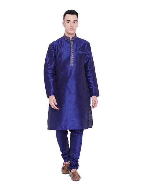 sg-leman-blue-embroidered-kurta-bottom-set