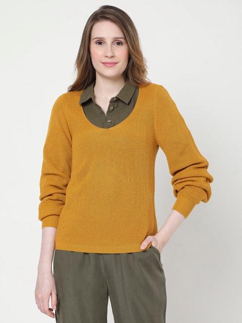 Vero Moda Yellow Textured Sweater