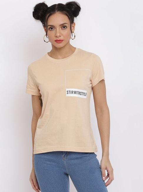 belliskey-beige-graphic-print-t-shirt