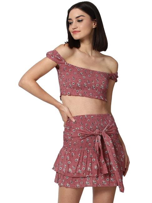 forever-21-pink-printed-crop-top-with-skirt