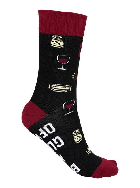 forever-21-black-&-maroon-cotton-printed-ankle-length-socks