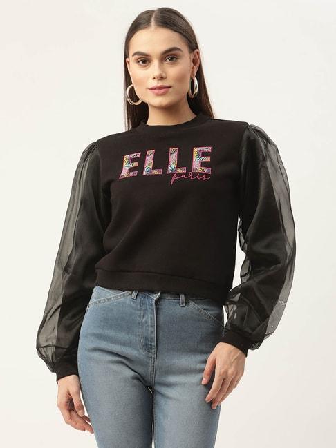 Elle Black Embroidered Sweatshirt