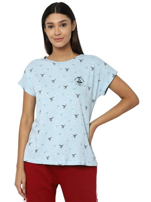 allen-solly-blue-printed-t-shirt