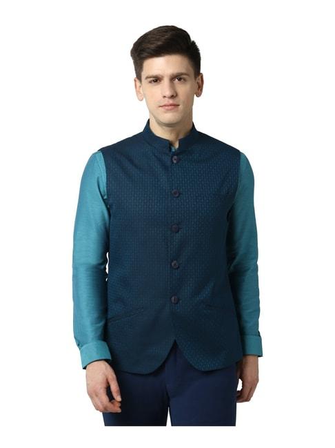peter-england-elite-navy-regular-fit-self-pattern-nehru-jacket
