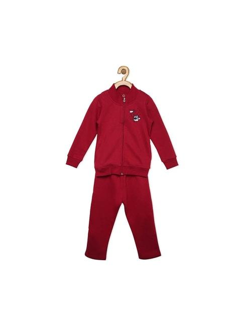 Sweet Dreams Kids Fiery Red Solid Sweatshirt with Trackpants