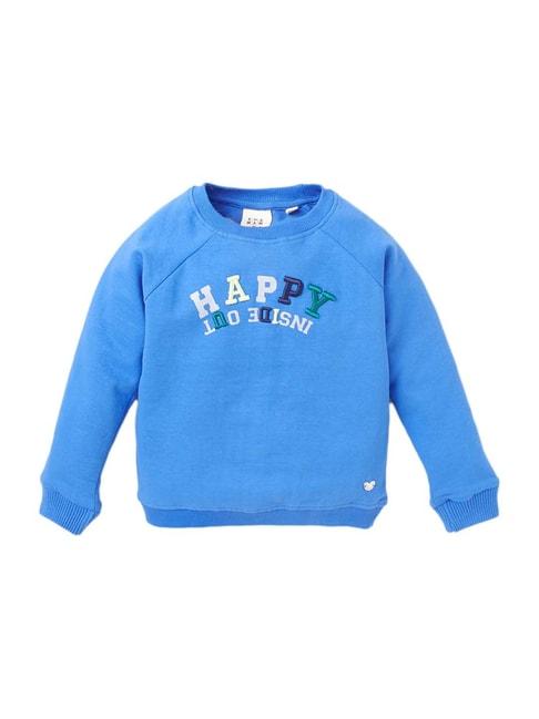 Ed-a-Mamma Kids Blue Cotton Embroidered Sweatshirt