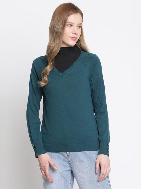 MADAME Green Regular Fit Sweater
