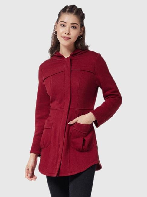 Miss Chase Maroon Relaxed Fit Jacket
