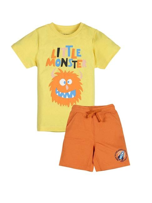 Plum Tree Kids Yellow & Orange Printed T-Shirt with Shorts