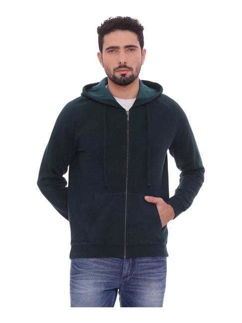 basics-green-cotton-slim-fit-striped-hooded-jacket