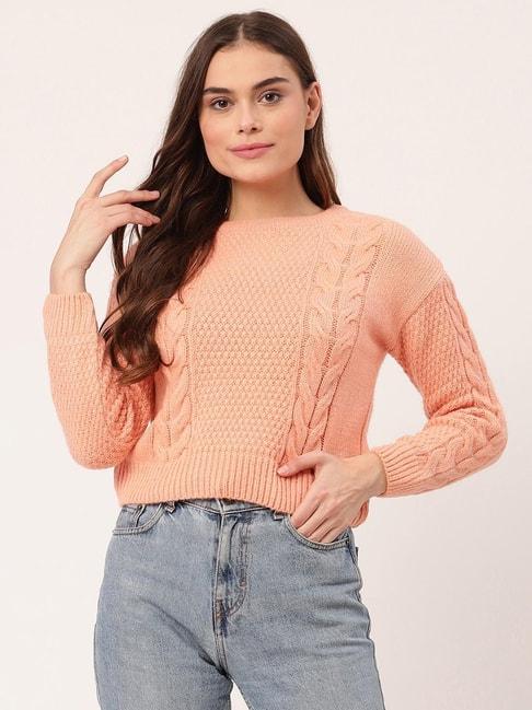 Elle Peach Self Design Sweater