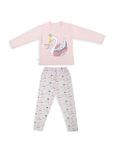 Baby Moo Kids Pink Cotton Printed T-Shirt & Pyjama