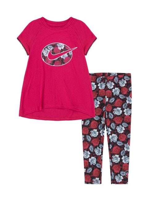 Nike Kids Rush Pink Floral Print T-Shirt & Leggings
