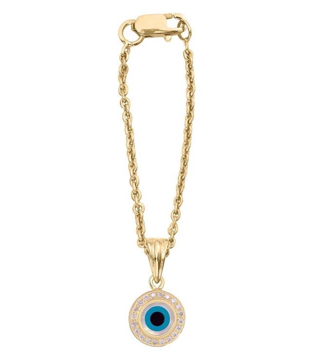Kaj Fine Jewellery Round Evil Eye Diamond Chain Watch Charm In 14kt Yellow Gold