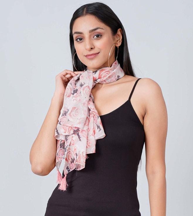 First Resort By Ramola Bachchan Pink Floral Scarf
