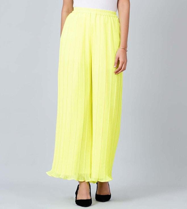 First Resort By Ramola Bachchan Neon Green Pleated Palazzo