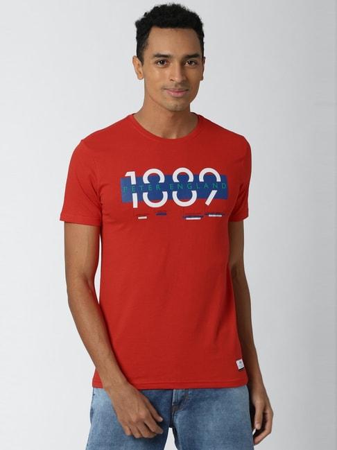 peter-england-red-slim-fit-printed-t-shirt