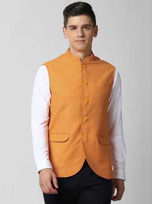 peter-england-mustard-regular-fit-self-pattern-nehru-jacket