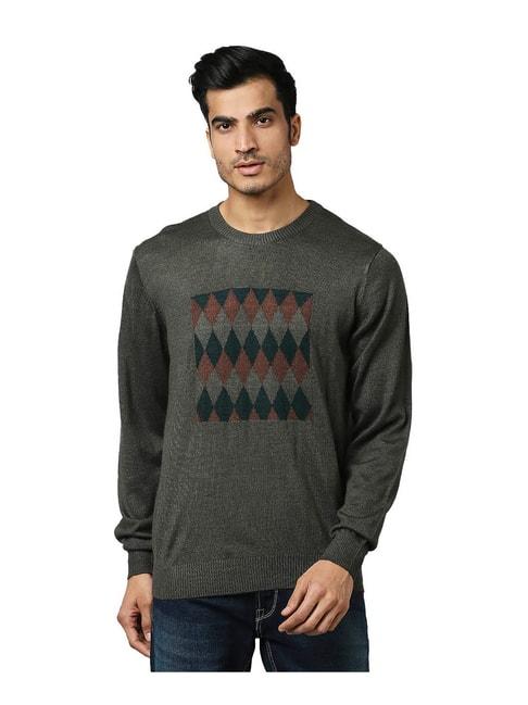 raymond-dark-olive-printed-sweater