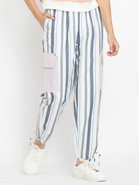 SHAYE White Relaxed Fit Elasticated Crop Pants