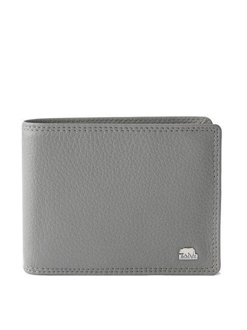 Brown Bear Grey Casual Leather Rfid Bi-Fold Wallet for Men