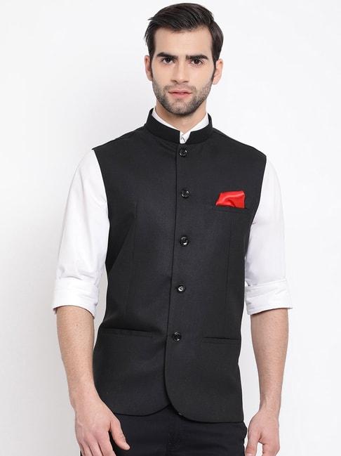 vastramay-black-straight-fit-nehru-jacket