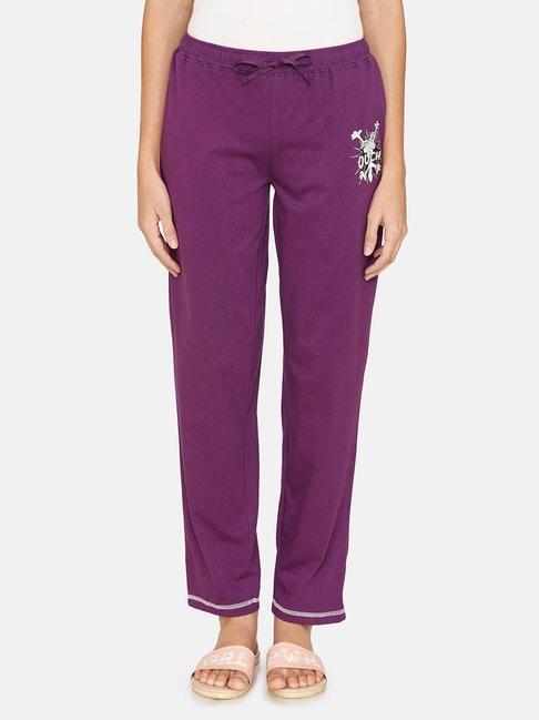 zivame-purple-printed-pyjamas