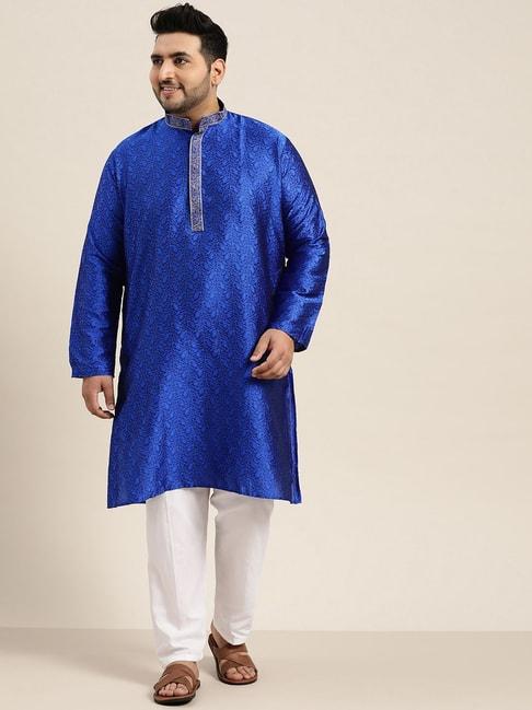 Sojanya Blue Pure Cotton Regular fit Embroidery Kurta Set