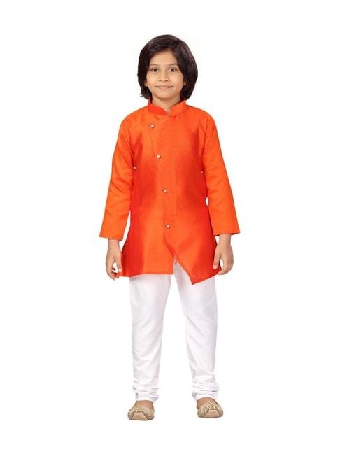 little-mafia-by-aarika-kids-orange-&-white-regular-fit-kurta-set
