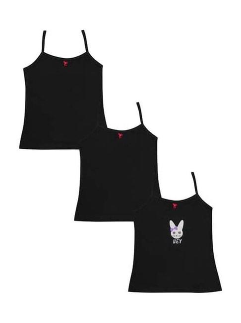 tiny-bugs-kids-black-cotton-camisoles---pack-of-3