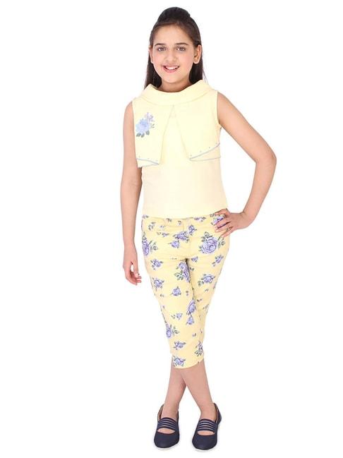 Cutecumber Kids Yellow Solid Top with Capris