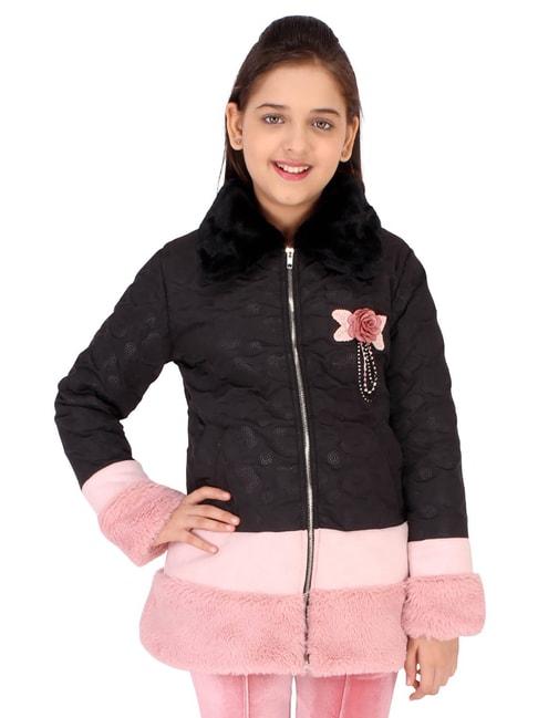 Cutecumber Kids Black & Pink Applique Jacket