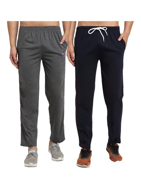 Vimal Jonney Grey & Navy Regular Fit Trackpants - Pack of 2