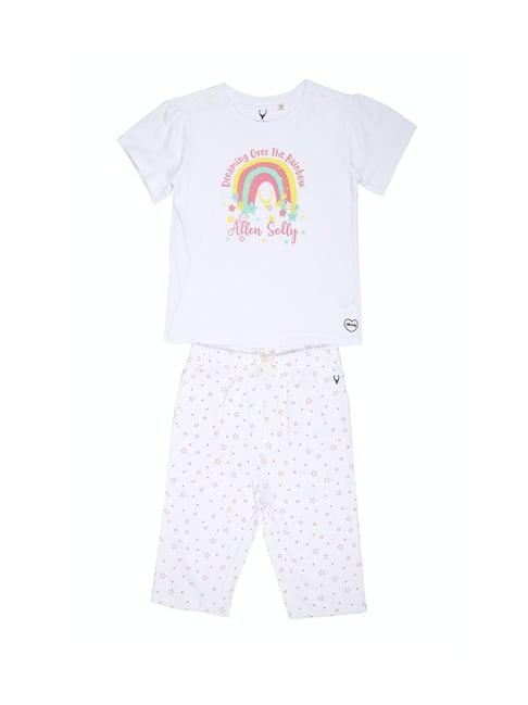 allen-solly-junior-white-printed-t-shirt-with-capris