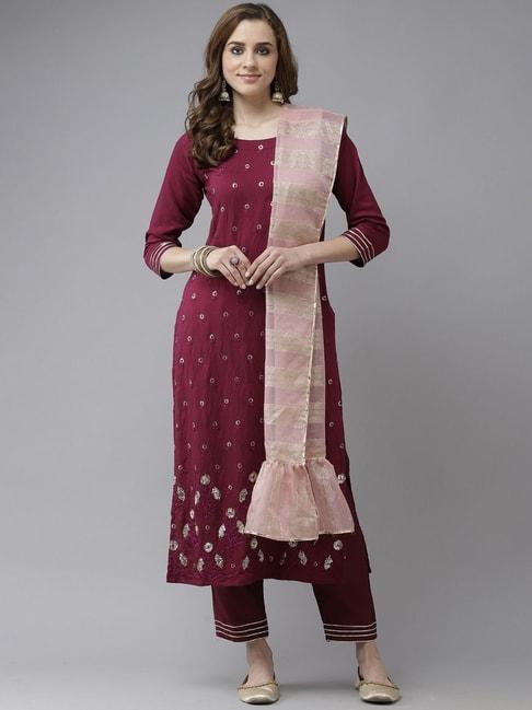 indo-era-purple-pure-cotton-embroidered-kurta-pant-set-with-dupatta