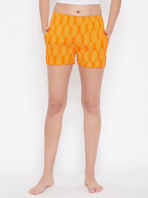 Clovia Orange Printed Shorts