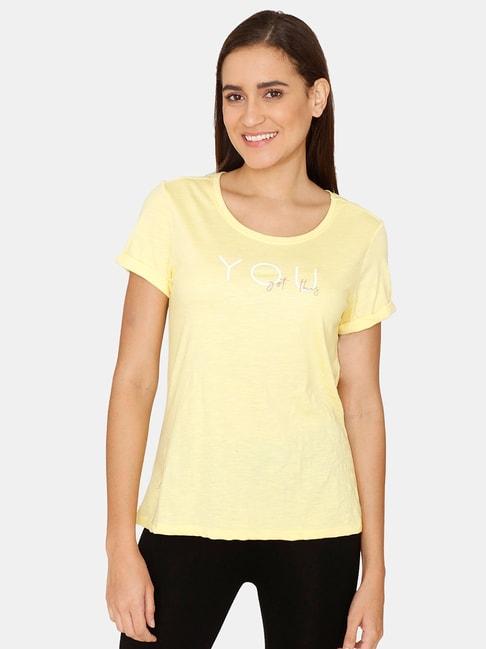 zivame-yellow-graphic-print-t-shirt