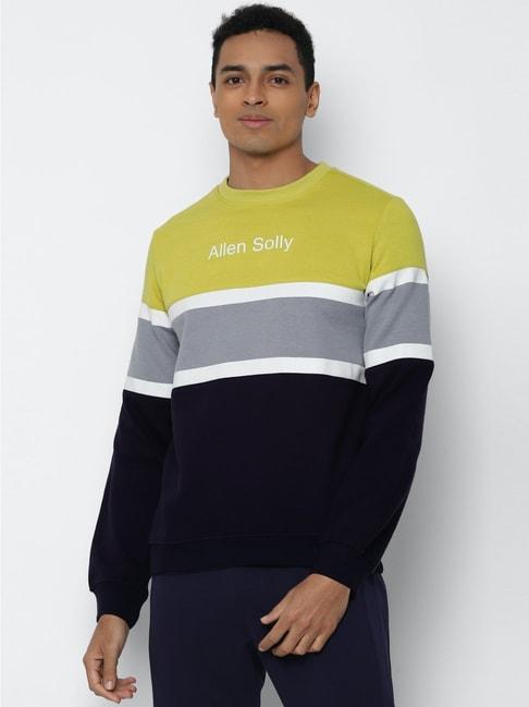 Allen Solly Navy Cotton Regular Fit Colour Block Sweartshirts