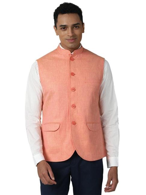 peter-england-peach--regular-fit-self-pattern-nehru-jacket