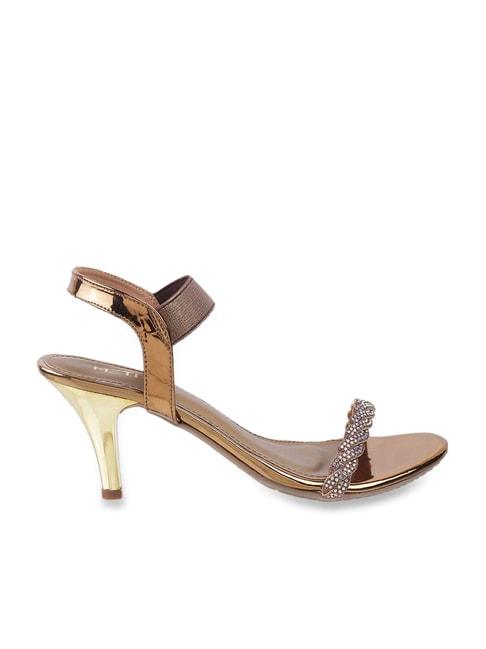 Metro Women's Antique Gold Ankle Strap Stilettos