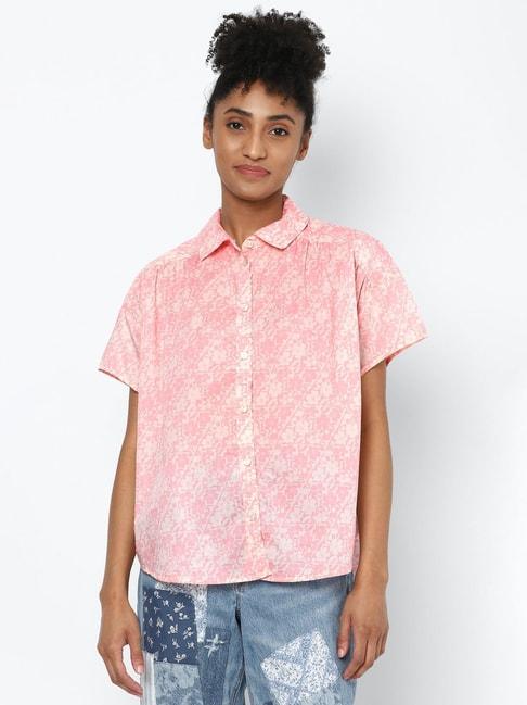 American Eagle Outfitters Pink & White Floral Print Shirt
