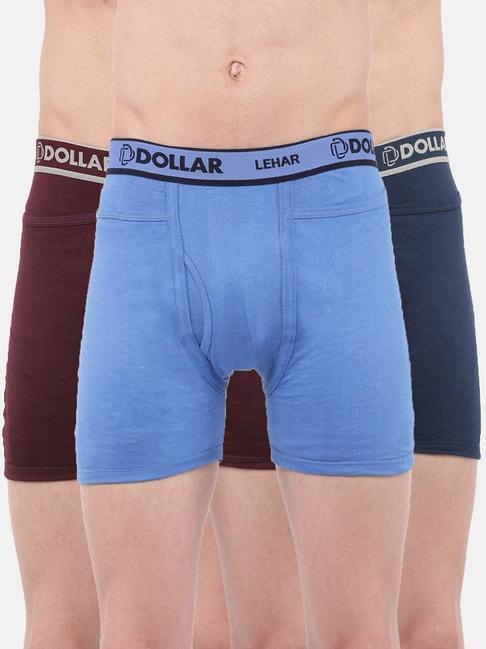Dollar Lehar Multicolor Solid Fine Pocket Trunks (Pack of 3)