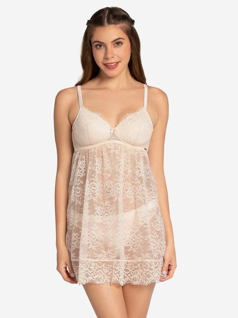 Amante Baby Pink Lace Work Babydoll