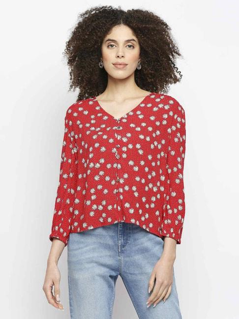 pepe-jeans-red-floral-print-top