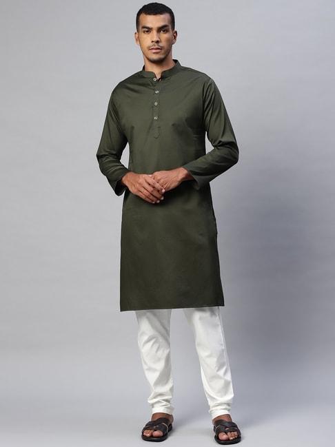 manq-olive-green-regular-fit-ethnic-wear