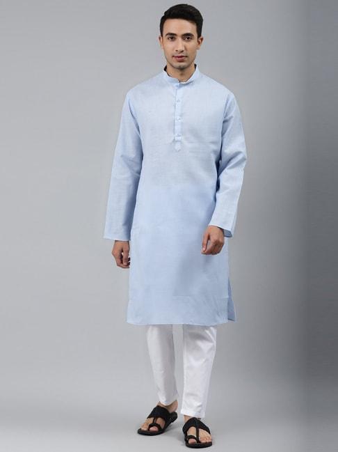 manq-sky-blue-regular-fit-ethnic-wear