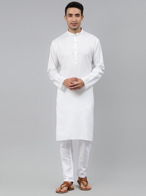 ManQ White Regular Fit Ethnic Wear